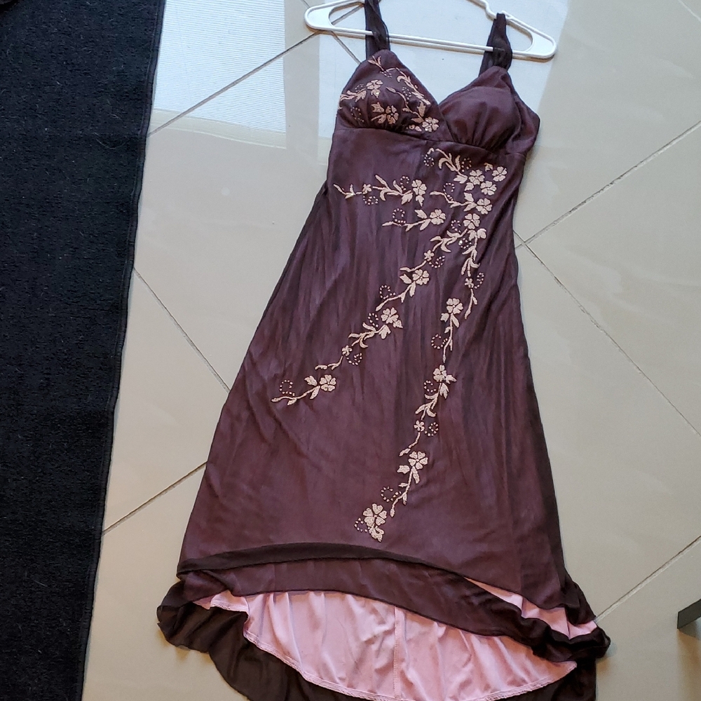 Ruby Rox Brown Floral High Low Dress